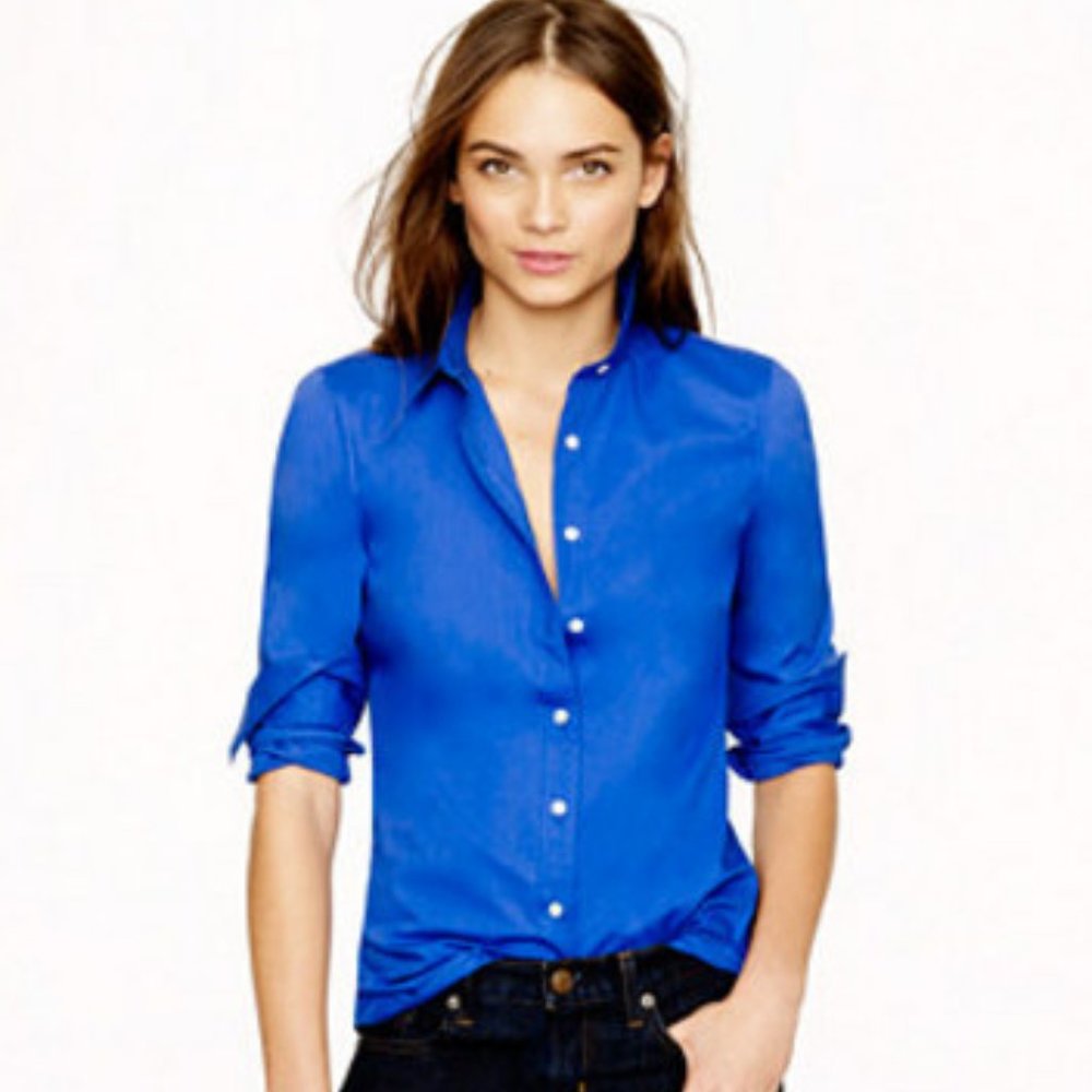 BNWOT $89 JCREW Blue Perfect Fit Haberdashery Shir